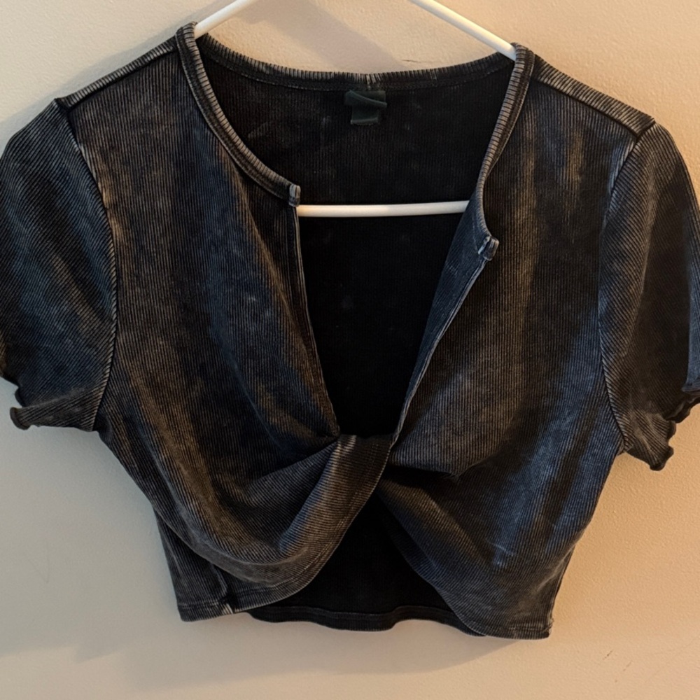 Black Knotted Crop Top